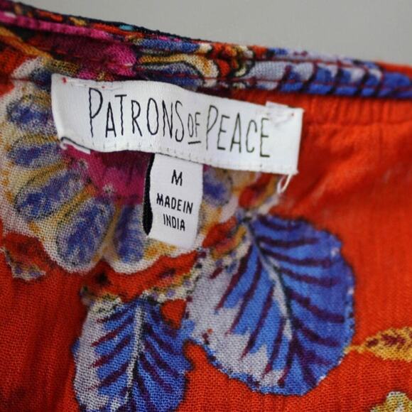 Patrons Of Peace Boho Top Embroidered Floral Hi Low Ruffle Sleeveless - Picture 4 of 5